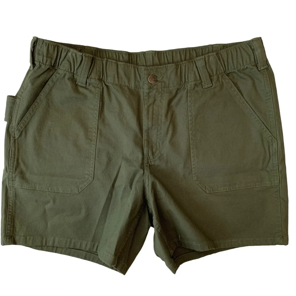 NWT Carhartt Rugged Flex Relaxed Fit Green Canvas Work Short - Picture 2 of 9